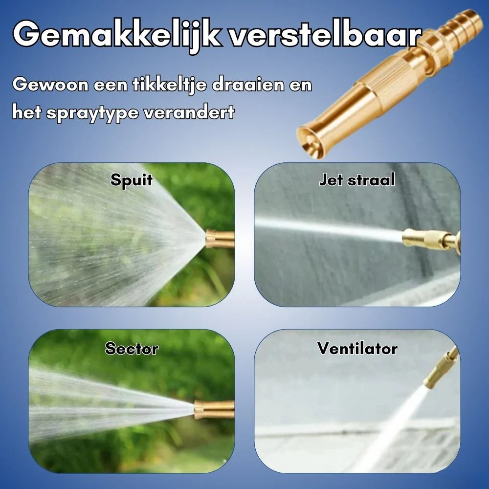 Adjustable High-Pressure Hose Nozzle – Brass & Stainless Steel, Fan/Jet Modes & 180 g