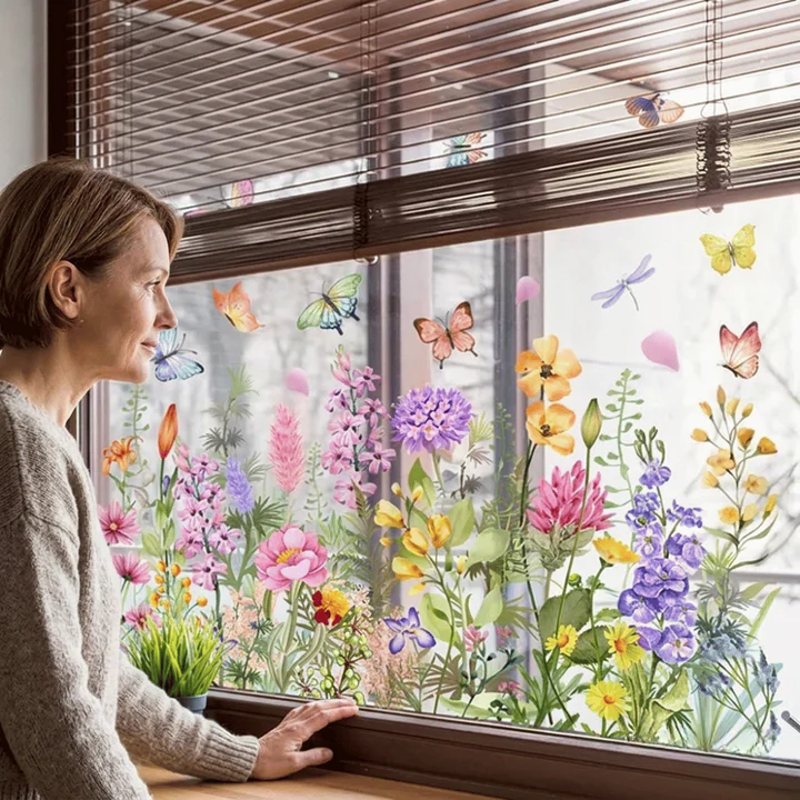 Optimized Product Title: "Blumen- und Schmetterling Fensteraufkleber – Dekorative Wandtattoos für Fenster und Wände" 

This title includes relevant keywords while also providing a clear description of the product's purpose and appeal.