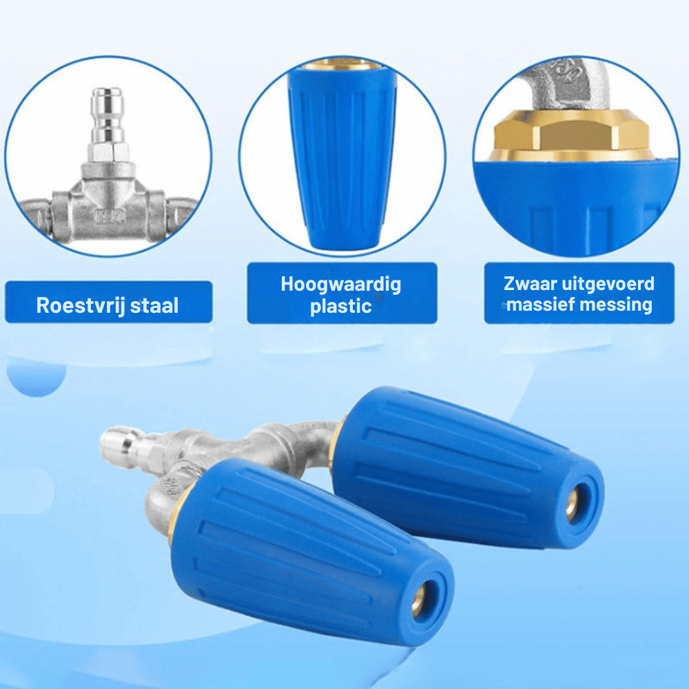 Pressure Washer Turbo Nozzle – Stainless Steel, Dual Rotating Jet & 6.35mm Quick-Connect