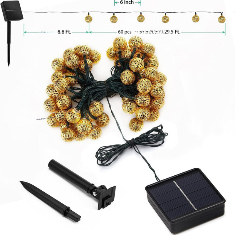 SunGlow Strings Moroccan-Style Waterproof Solar String Lights