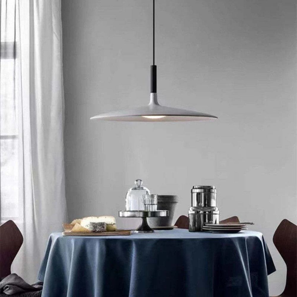 White Metal LED Pendant Light – Height-Adjustable, Integrated LED & 110–240V