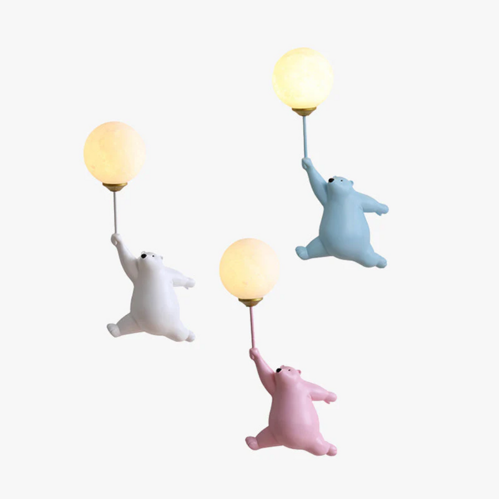 LED Bear Wall Light – Kids' Nursery, 3 Color Modes & G9 Bulb Included