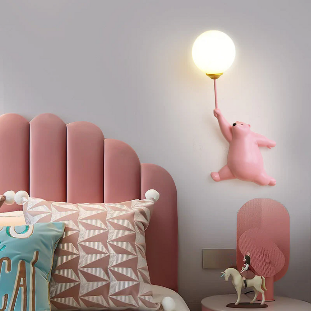 LED Bear Wall Light – Kids' Nursery, 3 Color Modes & G9 Bulb Included
