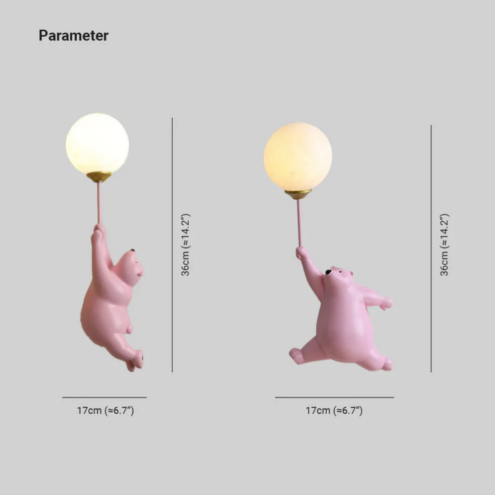 LED Bear Wall Light – Kids' Nursery, 3 Color Modes & G9 Bulb Included