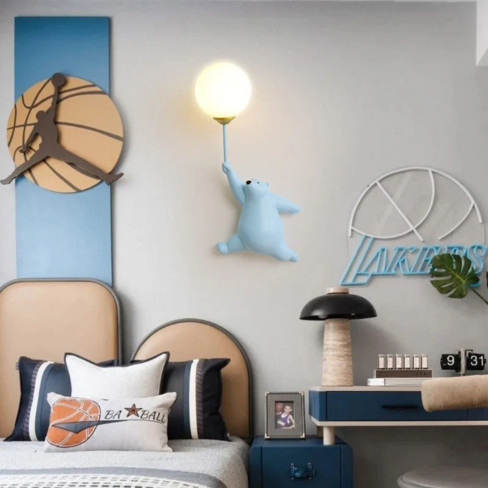 LED Bear Wall Light – Kids' Nursery, 3 Color Modes & G9 Bulb Included