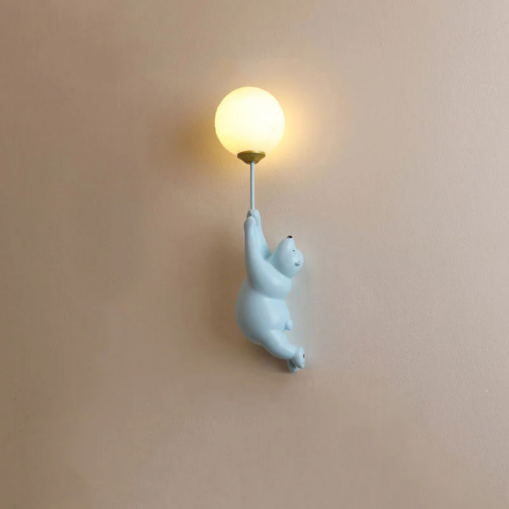 LED Bear Wall Light – Kids' Nursery, 3 Color Modes & G9 Bulb Included