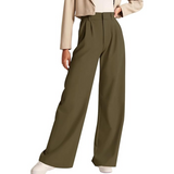 Katja Women's Fall High-Waisted Business Casual Pants with Pockets - Stylish & Comfortable Office Wear