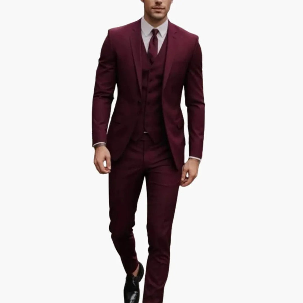 Men's Three-Piece Formal Suit – Blazer, Vest & Straight-Leg Trousers
