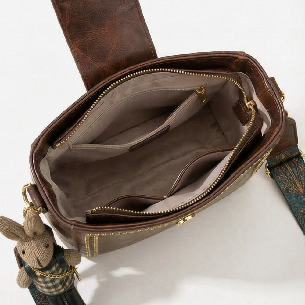 Vintage Woven Crossbody Bag - Handcrafted Artisan Tote with Adjustable Strap
