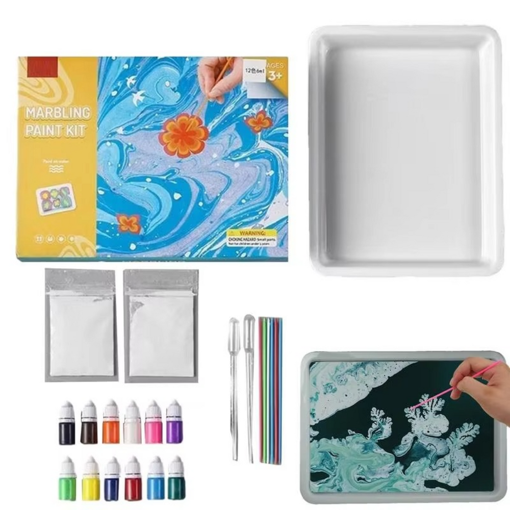 Water Marbling Art Kit – Paint on Water, Non-Toxic & 6 or 12 Colors