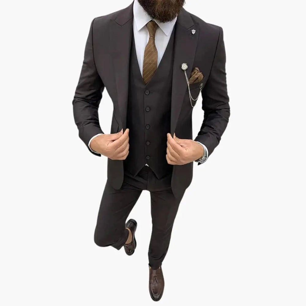 Men's Three-Piece Suit – Notch Lapel, Vest Included & Tailored Fit