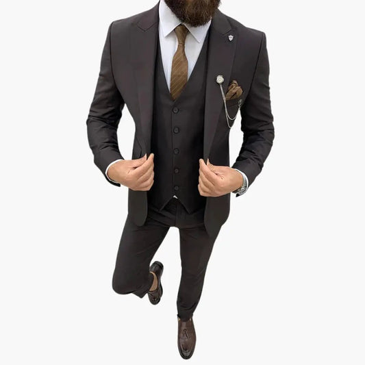 Men's Three-Piece Suit with Notch Lapel and Vest