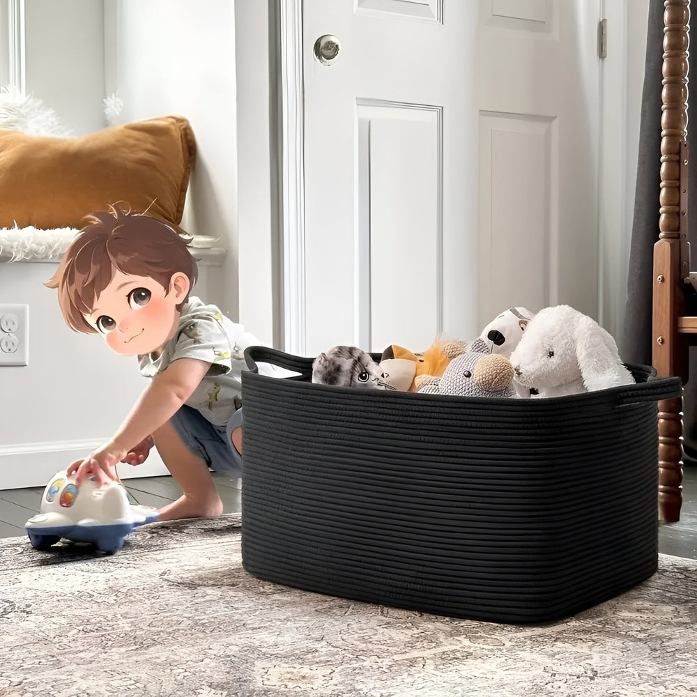 Optimized Product Title: "Großer Baumwollseil Aufbewahrungskorb mit Griffen – Robuster und Stilvoller Organizer für Zuhause" 

This title includes relevant keywords while also highlighting the product's features and benefits, making it more appealing for