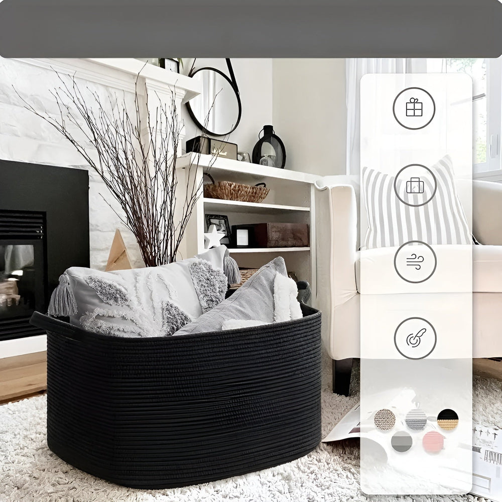Optimized Product Title: "Großer Baumwollseil Aufbewahrungskorb mit Griffen – Robuster und Stilvoller Organizer für Zuhause" 

This title includes relevant keywords while also highlighting the product's features and benefits, making it more appealing for