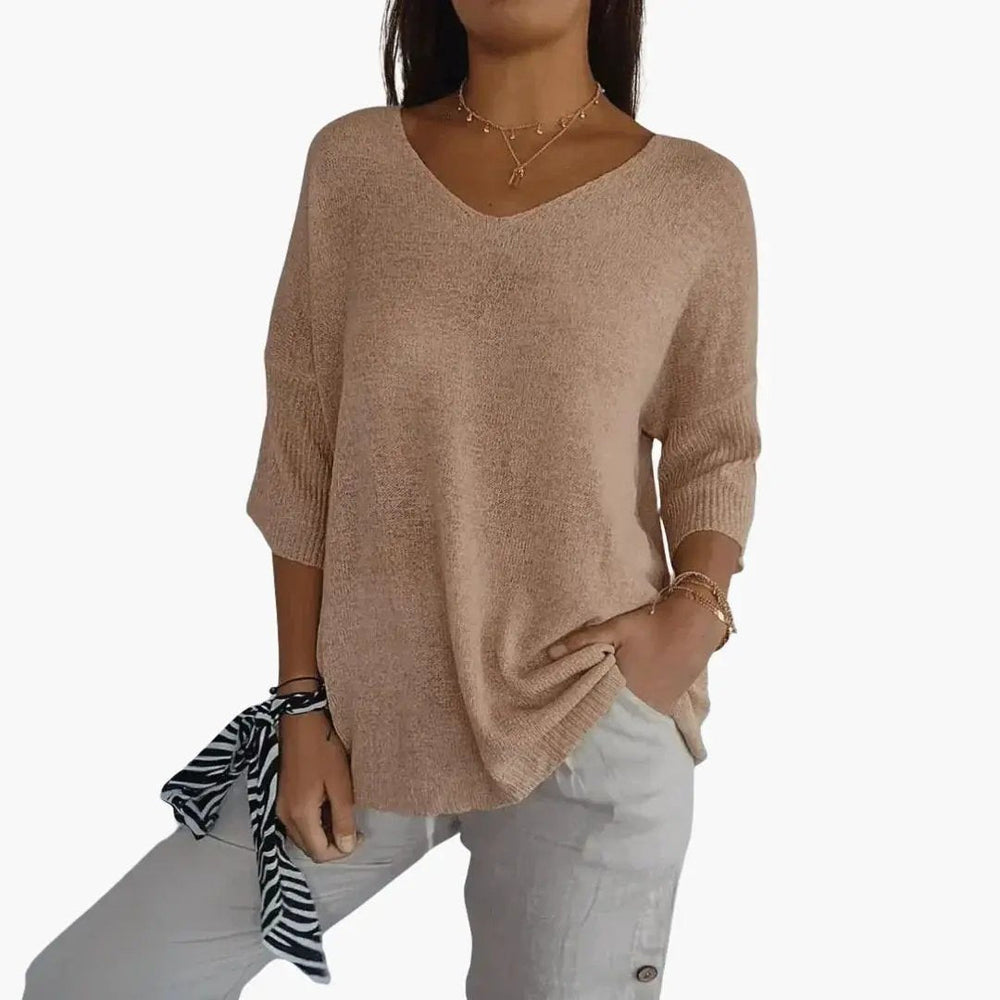 Women's Top – V-Neck, Loose Fit & Summer Casual Style