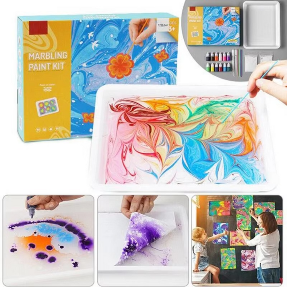 Water Marbling Art Kit – Paint on Water, Non-Toxic & 6 or 12 Colors