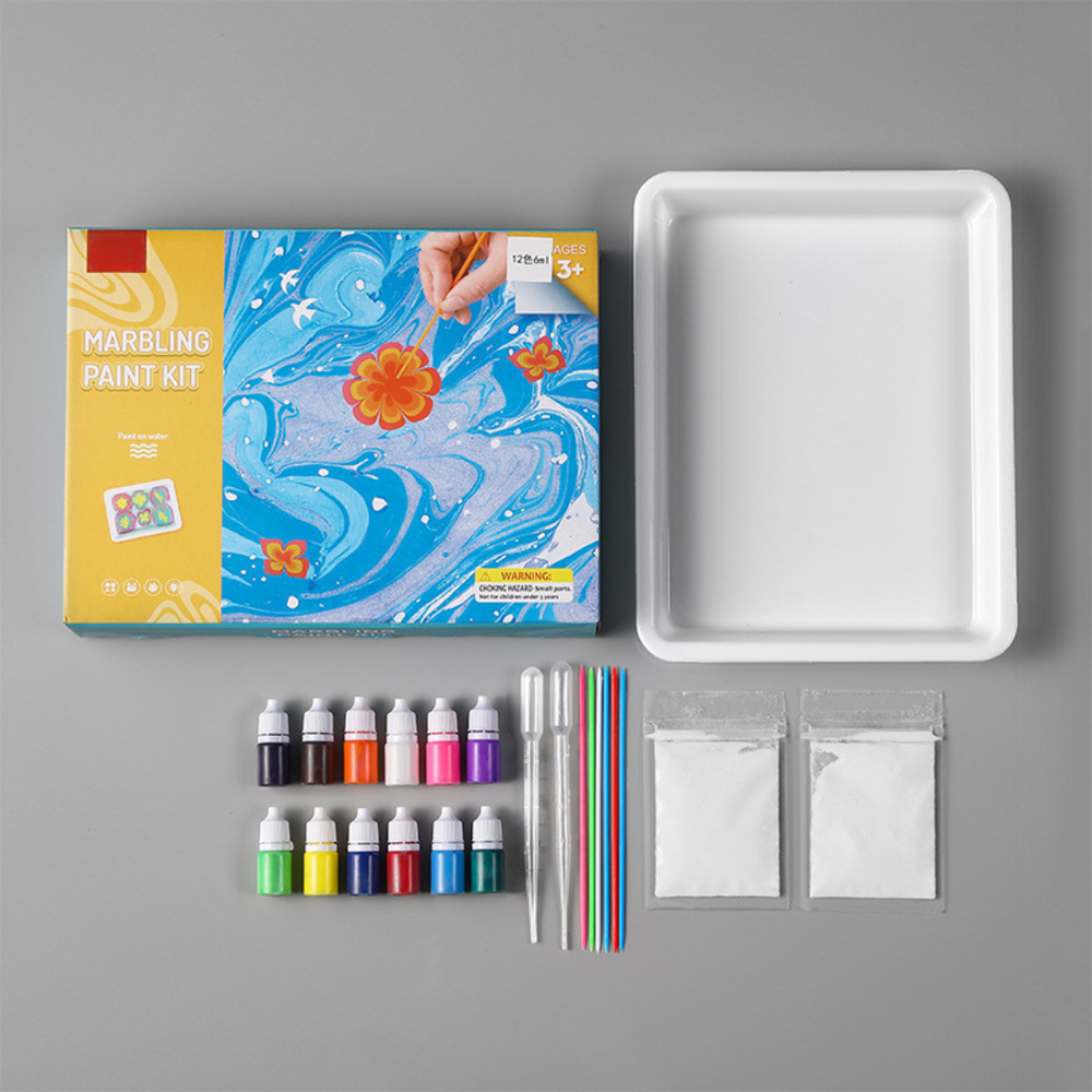 Water Marbling Art Kit – Paint on Water, Non-Toxic & 6 or 12 Colors