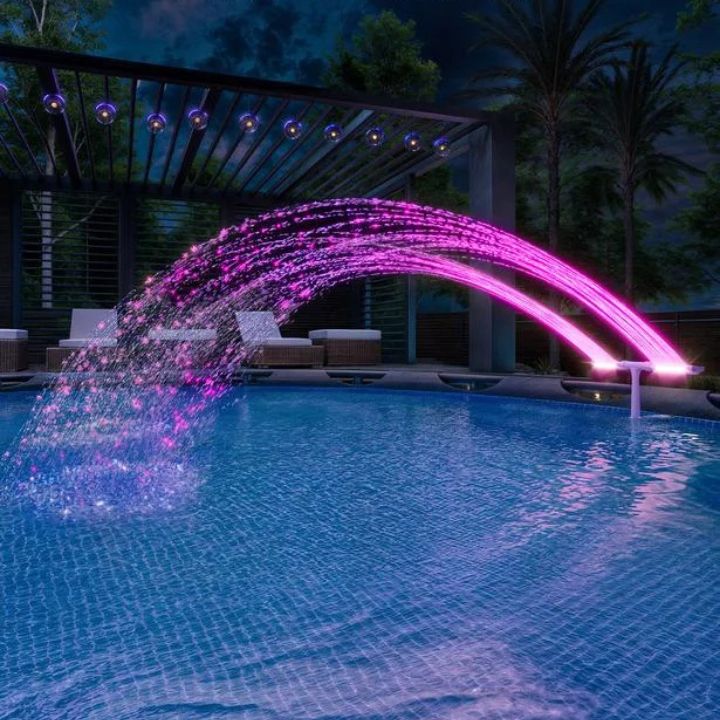 Solar Pool Fountain – RGB LED Dual-Arch Jets, Remote & App Control & 10-Hour Runtime