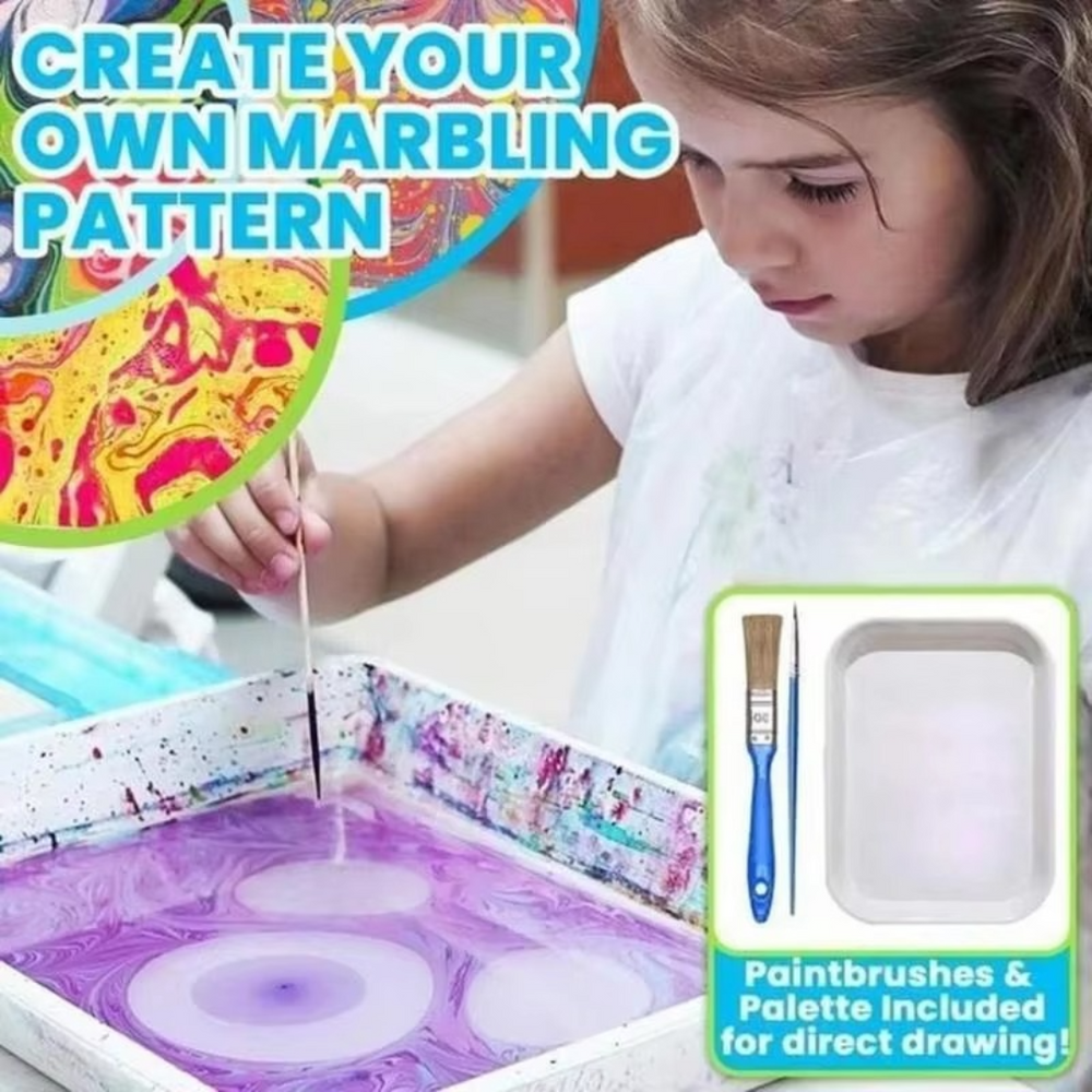 Water Marbling Art Kit – Paint on Water, Non-Toxic & 6 or 12 Colors