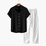 Men's Two-Piece Set – Short Sleeve Shirt, Tapered Pants & Summer Style