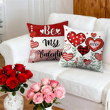 Throw Pillow Covers Valentine Heart Print Polyester Cushion Set