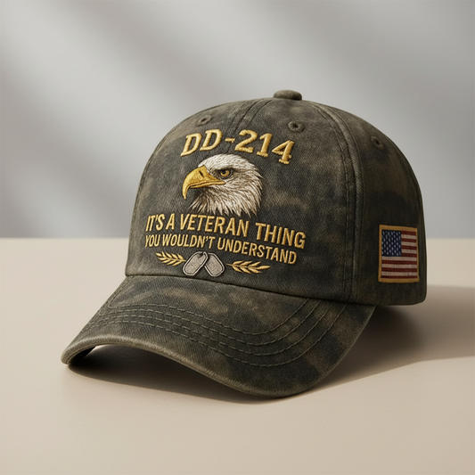 Baseball Cap – Embroidered Veteran Flag, Vintage Style & Adjustable Fit