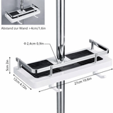 Adjustable Shower Caddy – Drill-Free Rod Clamp, Rustproof, White & Black