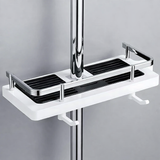 Adjustable Shower Caddy – Drill-Free Rod Clamp, Rustproof, White & Black