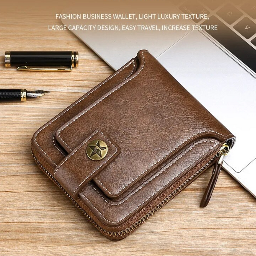Vintage Geldbörse mit Rundum-Reißverschluss – Stilvolle Brieftasche mit Kartenfächern und Münzfach für Damen