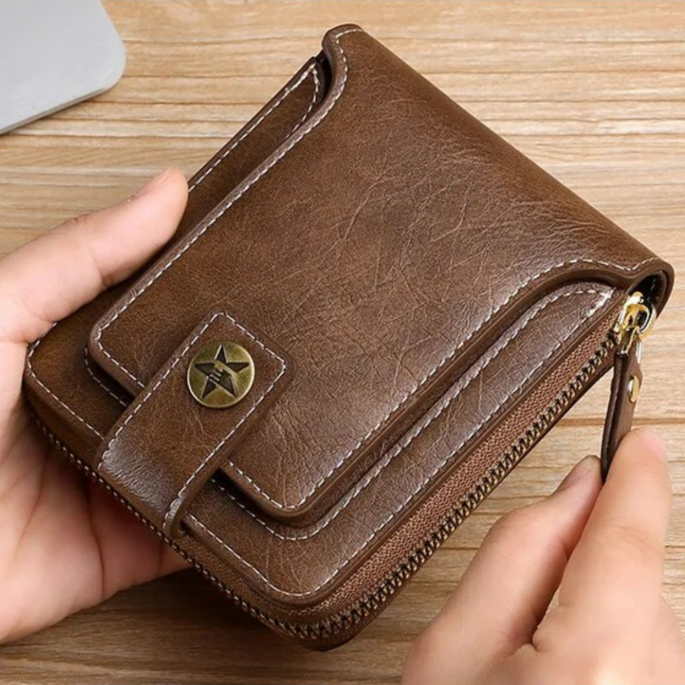 Vintage Geldbörse mit Rundum-Reißverschluss – Stilvolle Brieftasche mit Kartenfächern und Münzfach für Damen