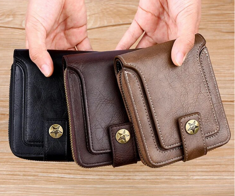 Vintage Geldbörse mit Rundum-Reißverschluss – Stilvolle Brieftasche mit Kartenfächern und Münzfach für Damen