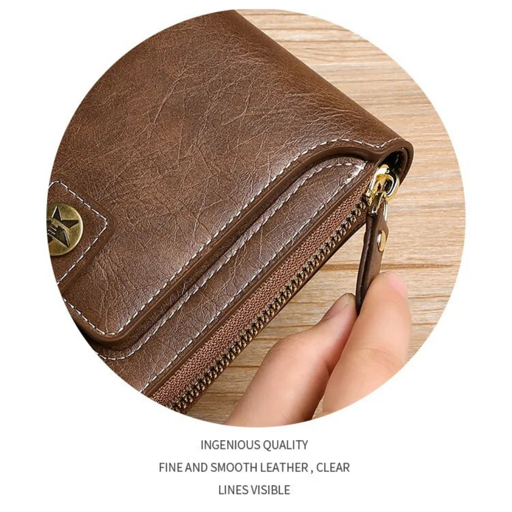 Vintage Geldbörse mit Rundum-Reißverschluss – Stilvolle Brieftasche mit Kartenfächern und Münzfach für Damen