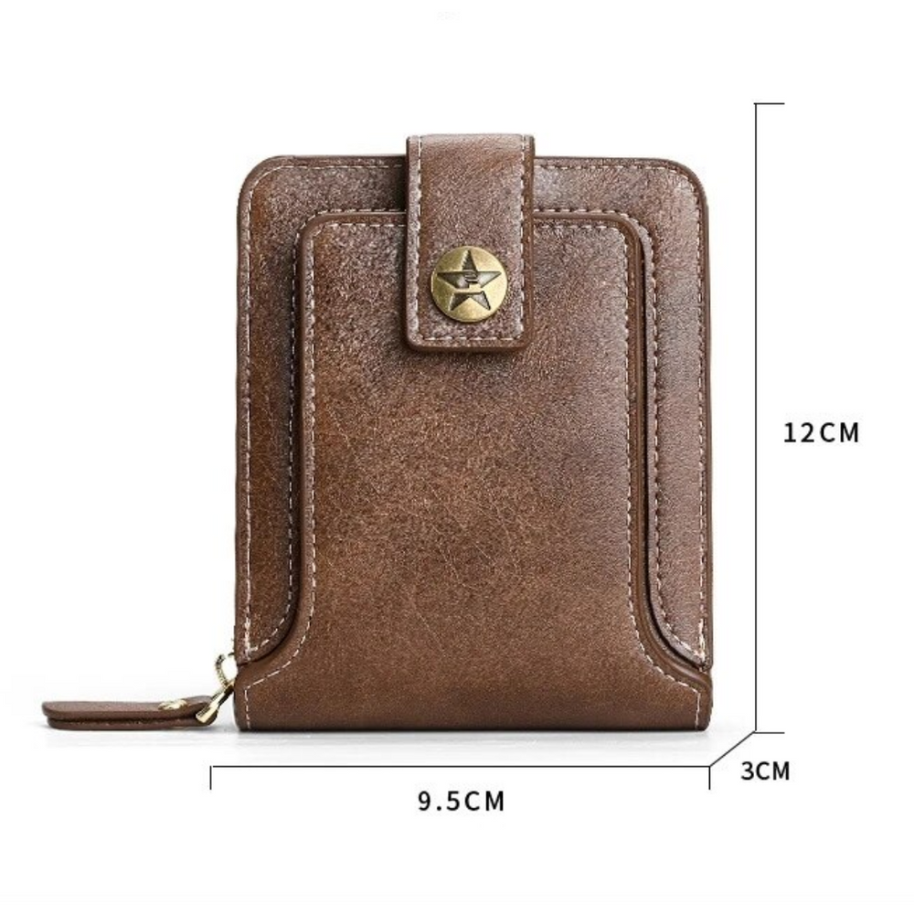Vintage Geldbörse mit Rundum-Reißverschluss – Stilvolle Brieftasche mit Kartenfächern und Münzfach für Damen