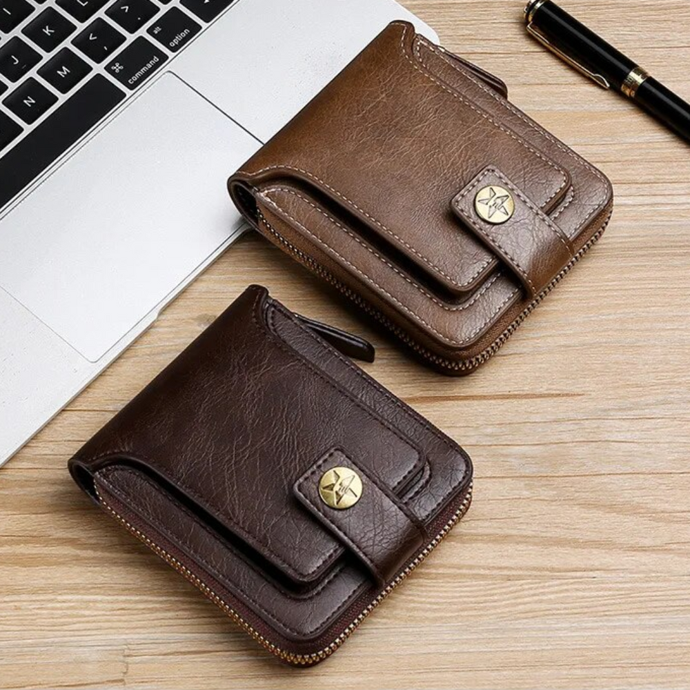 Vintage Geldbörse mit Rundum-Reißverschluss – Stilvolle Brieftasche mit Kartenfächern und Münzfach für Damen