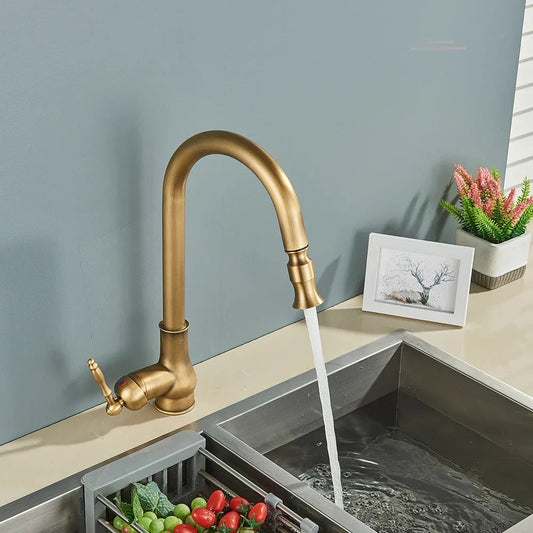 Kitchen Faucet – Brass, Vintage Style & Swivel Spout