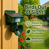 Solar Bird Repellent – PIR Sensor, Predator Sounds & Weatherproof