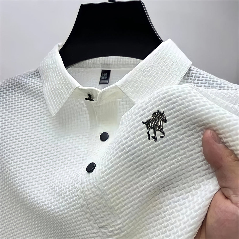 Wrinkle-Free Slim Fit Structured Polo Shirt