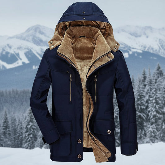 Men's Hooded Winter Jacket – Windproof, Insulated & Regular Fit