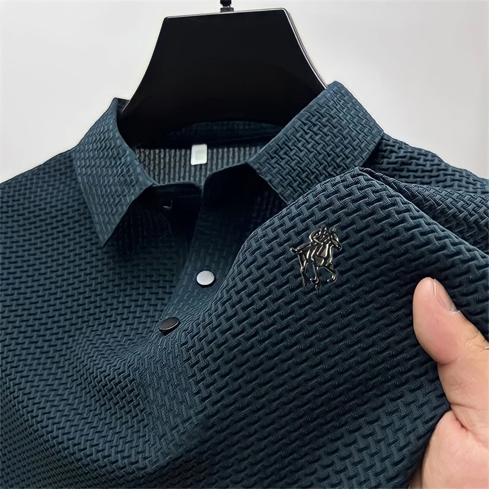 Wrinkle-Free Slim Fit Structured Polo Shirt