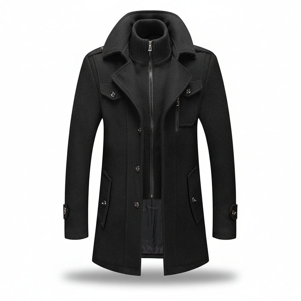 Men Winter Coat Blend Insulated Long Trench Jacket