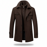 Men Winter Coat Blend Insulated Long Trench Jacket
