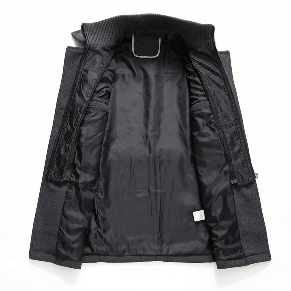 Men Winter Coat Blend Insulated Long Trench Jacket