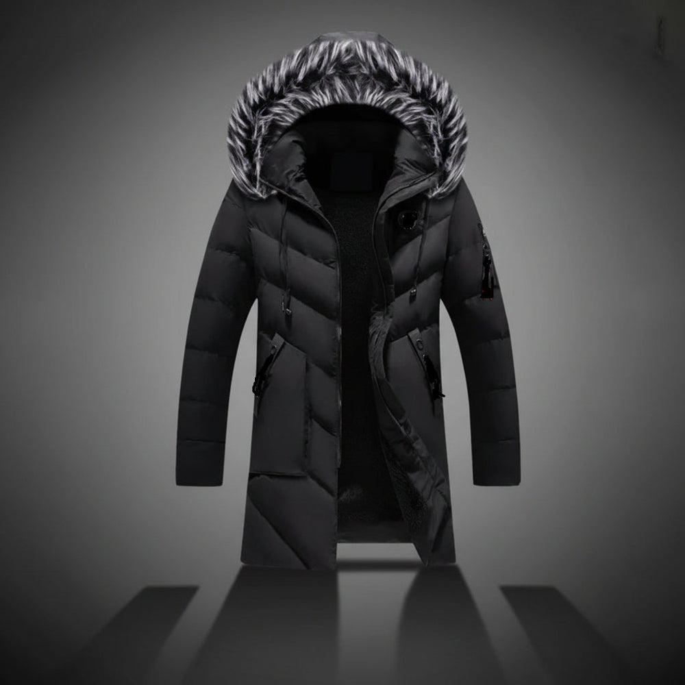 Men Winter Jacket Lined Hooded Cold Weather Coat