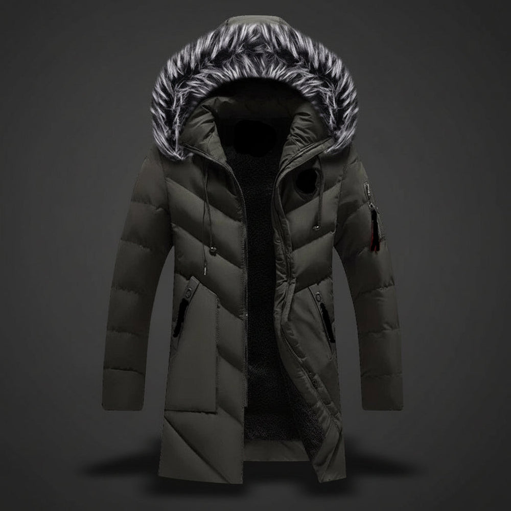 Men Winter Jacket Lined Hooded Cold Weather Coat