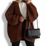 Women Cardigan Oversized Open Front Lantern Sleeve Sweater