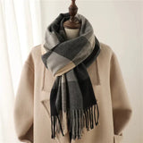 Cashmere Plaid Scarf – Unisex, 200×65cm & Soft Tartan Design