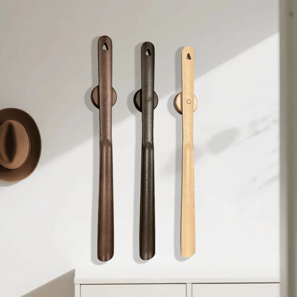 Magnetic Wooden Shoe Horn – Ergonomic Long-Handle Shoehorn for Easy Wear