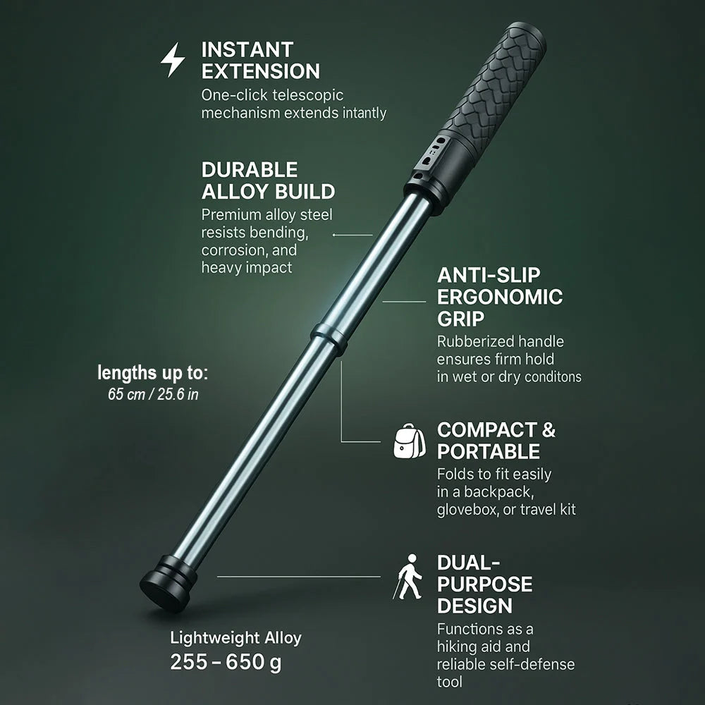 Telescopic Walking Stick – Alloy Hiking Pole for Outdoor Stability