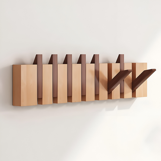 Wall Mounted Coat Rack – Wooden, Foldable Hooks & Paneled Design