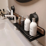Walnut Wood Sink Shelf – No Drill Organizer for Effortless Kitchen Storage